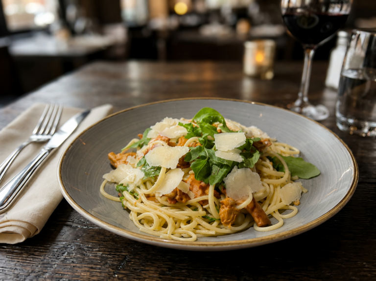 Pasta mit Pfifferlingen im Esszimmer Dresden