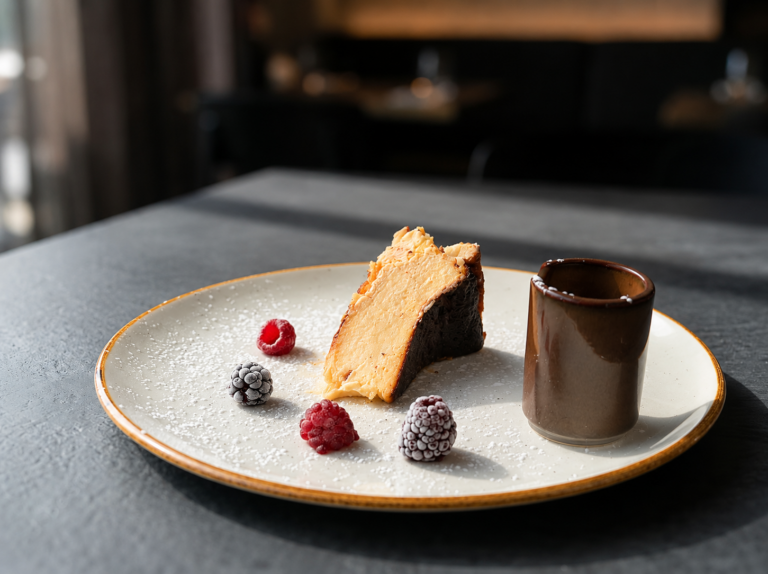 San Sebastian Cheesecake im Esszimmer Dresden