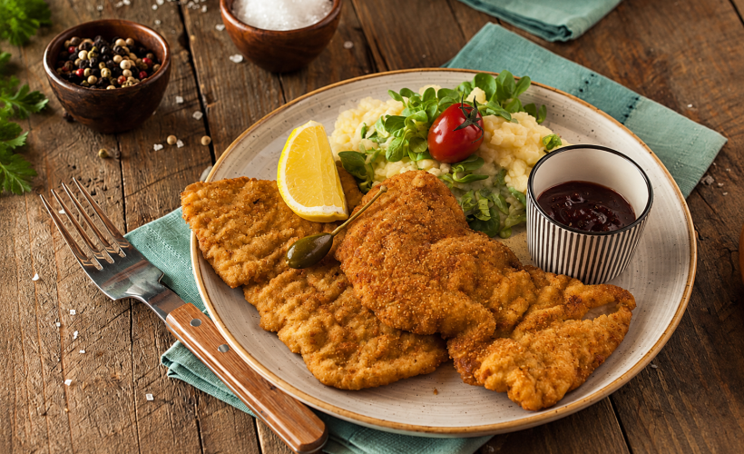 Wiener Schnitzel mit Kartoffelsalat im Esszimmer Dresden