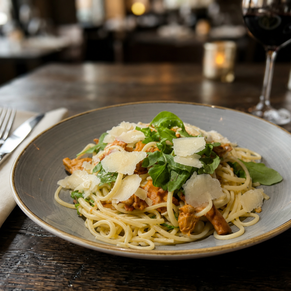 Pasta mit Pfifferlingen im Esszimmer Dresden