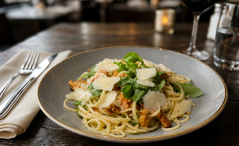 Pasta mit Pfifferlingen im Esszimmer Dresden